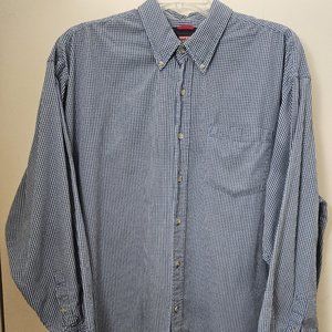 Wrangler Cool River Cotton Shirt Men's 2XL Blue Long Sleeve Button Checkered